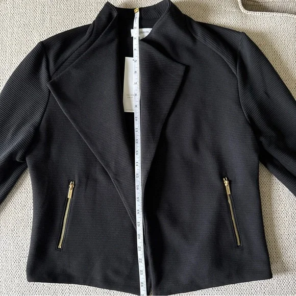 CALVIN KLEIN WOMEN’S MODERN ESSENTIALS Open Jacket Black W/Gold Zippers Sz L NWT - Picture 12 of 12